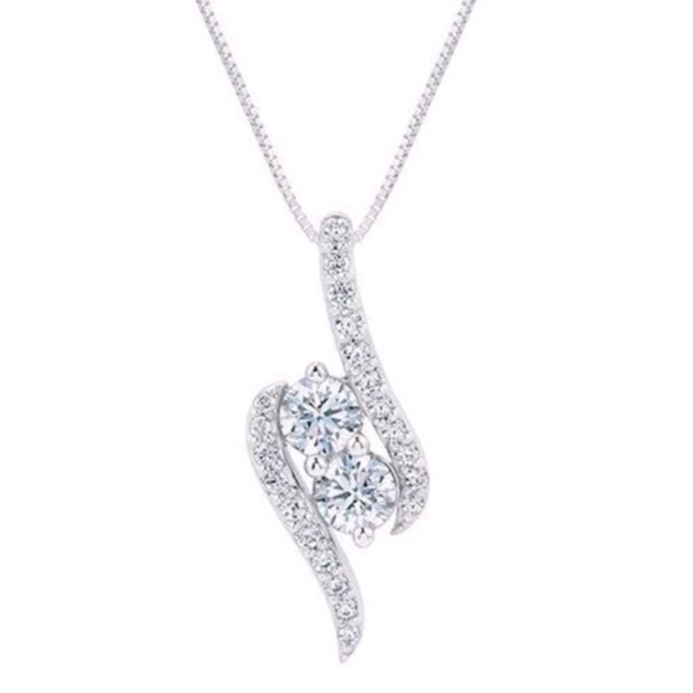 New Dazzling 925 Silver Sim. Diamond Necklace